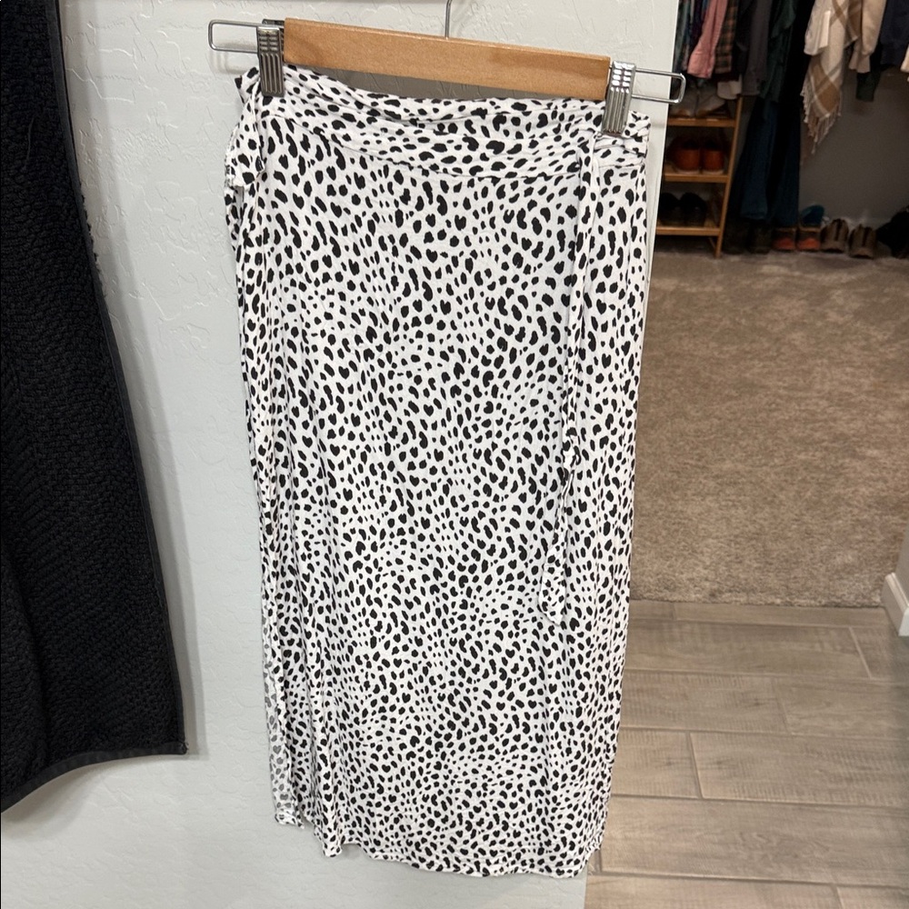 Tie Waist Wrap Leopard Print Midi Skirt small